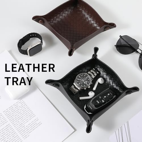 KINIVA 2 Pack PU Leather Jewelry Valet Tray - Image 5