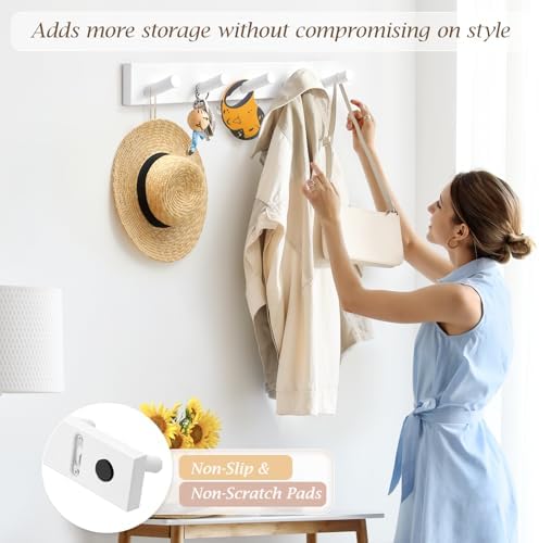 Coat Rack Wall Mount, Wooden Coat Hanger - Image 2