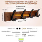 Wooden Coat Rack Wall Mount, Teak Solid Wood Coat Hanger - Image 3