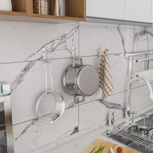 IBosins 20PCS Coat Hooks Wall Mounted Silvery Single Prong Robe Hook - Image 5