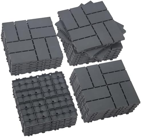 Plastic Interlocking Deck Tiles 27 Pack 12"x12" | Non-Slip Tool-Free Waterproof by Unknown