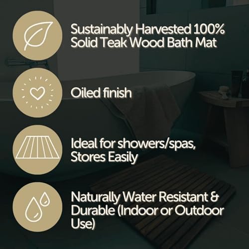 Nordic Style Premium Teak Shower + Bath Mat - Image 4