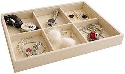 Beige Jewelry Organizer Tray 6 Compartment Medium, Stackable Display Tray - Image 2