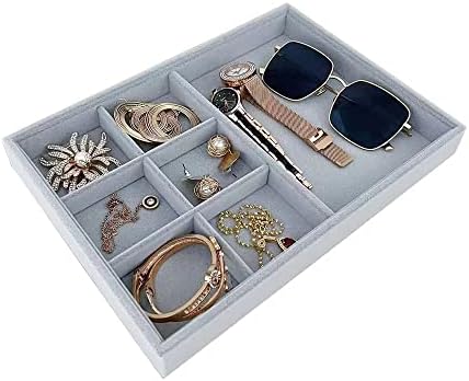 Gray Velvet Stackable Organizer Premium Quality Stackable Tray Halft 6 Grid and - Image 3