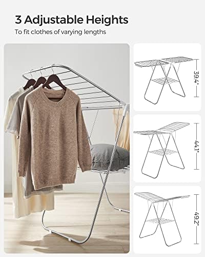 SONGMICS Clothes Drying Rack, Foldable Space-Saving Steel Laundry Rack - Image 5