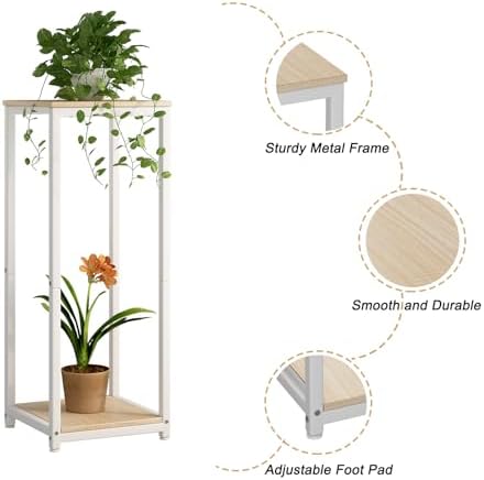 2 Tier Plant Stand Indoor Corner Tall Square Shape Plant Shelf - Image 5