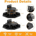 Timtin 30 Pack Adjustable Deck Support Pedestals, 1-3/16 to 2-3/8 in - Image 2