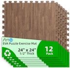 Art3d 12-Pack 24"x24" EVA Interlocking Exercise Mats, 48 Sq.Ft, Dark Walnut by Art3d