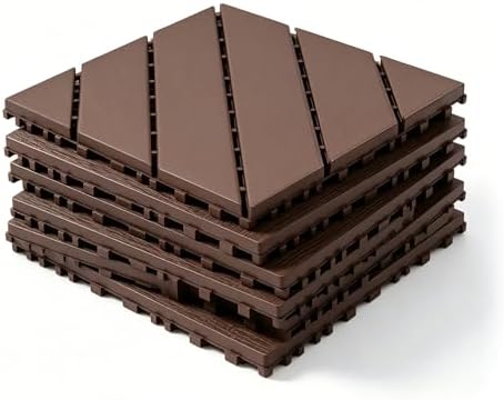 Interlocking Deck Tiles Outdoor Waterproof 44 Pack, Plastic Snap Together Patio by YumiMuasy