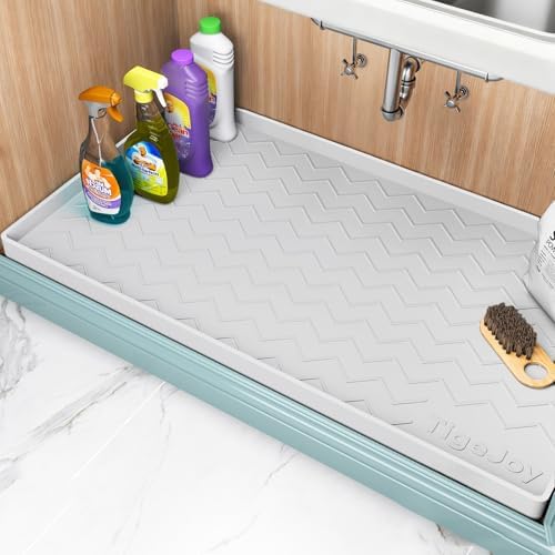 TigeJoy Under Sink Mats for Kitchen Waterproof 37" x 22", Cabinet Liner by TigeJoy