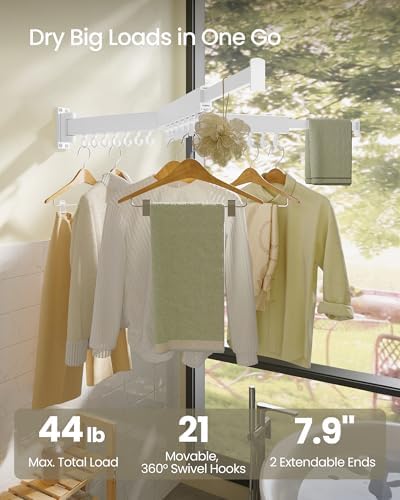 SONGMICS Clothes Drying Rack, Wall-Mounted, Extendable, Foldable Arms - Image 5