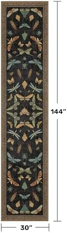 Black Insect 2'6"x12' Washable Extra Long Runner Rugs - Image 2