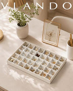 VLANDO Stackable Jewelry Tray, Soft Velvet, Removable Dividers - Image 4
