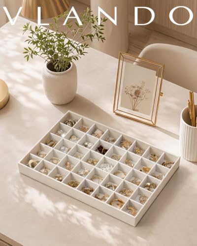 VLANDO Stackable Jewelry Tray, Soft Velvet, Removable Dividers - Image 4