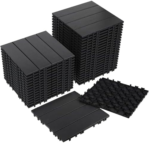 Neoaider 36PCS Plastic Interlocking Decking Tiles 12" x 12", Dark Grey by Neoaider