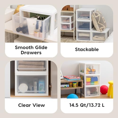 IRIS USA 3-Pack, 14.5 Qt. Stacking Drawer Storage Organizer - Image 6