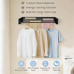 Wall Mounted Laundry Drying Rack, Carbon Steel Foldable & Retractable Clothes - Image 5