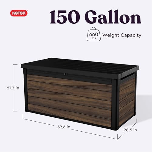 Keter Signature Collection 150 Gallon Resin Deck Box Organization and Storage - Image 2