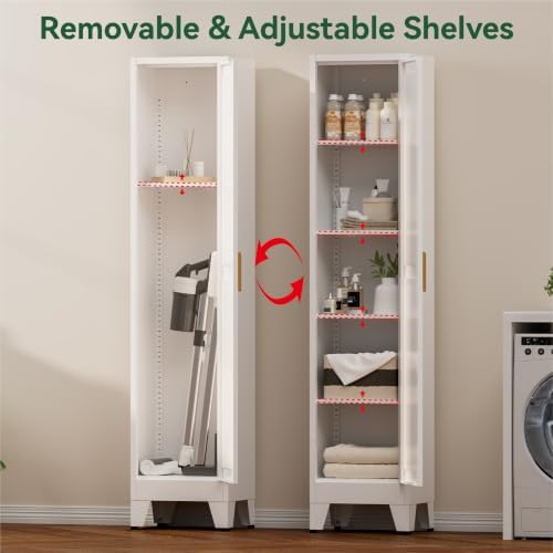 Bevivog 67" Slim Storage Cabinet, Narrow Metal Cabinet Closet - Image 5