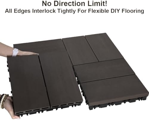 JJWOOD 2-Inch Thick Interlocking Deck Tiles, Water-Resistant Outdoor Floor Tiles - Image 5
