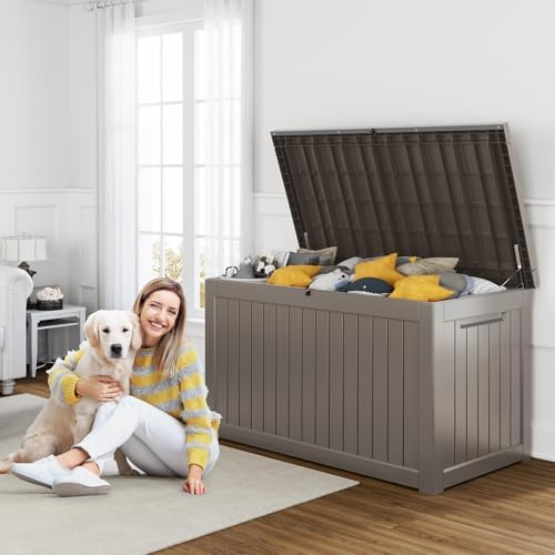 281 Gal Outdoor Storage Box Lockable Waterproof Deck Boxes - Image 2