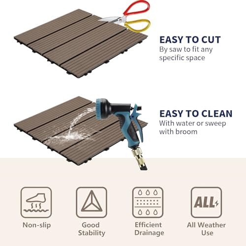 LIVING GREEN 11 PCS Interlocking Deck Tiles, All-Weather & Waterproof Composite - Image 4