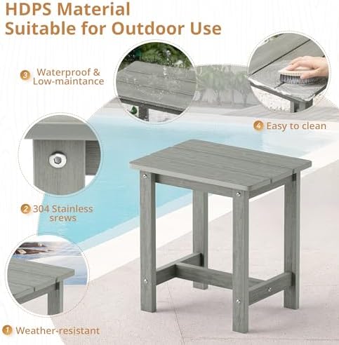 LUE BONA Outdoor Side Table, HDPS Small Outdoor Table, Rectangle Adirondack - Image 5