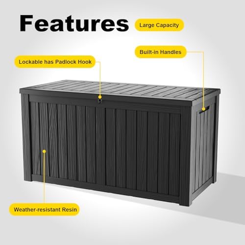 DRATO 180 Gallon Outdoor Storage Box Waterproof, Resin Large Deck Box - Image 5