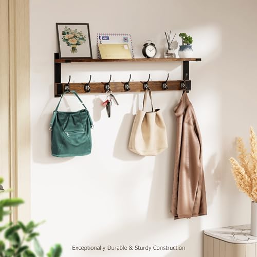 Oraich Wall Hooks with Shelf, 28.7 Inch Coat Rack Wall Mount with Hook - Image 5