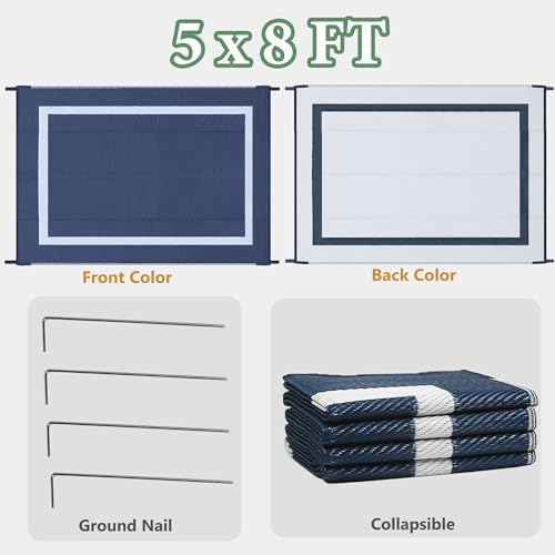 Ogrmar 5x8 FT Reversible Mats, Outdoor Rug - Image 2
