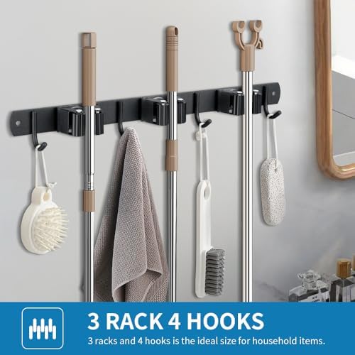 JAMEND CLXP Broom Hanger and Mop Holder, Heavy Duty Garden Tool Organizer Rack - Image 3