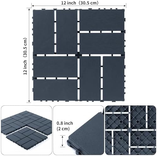 Plastic Interlocking Deck Tiles, 12x12 Inches Waterproof Outdoor Patio Flooring - Image 2
