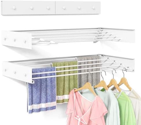 Wall Mounted Drying Rack for Laundry 40'', Folding Drying Rack Clothing Wall by BAKON