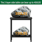 Outdoor Side Table with Storage 2-Tier Patio End Tables Black - Image 4