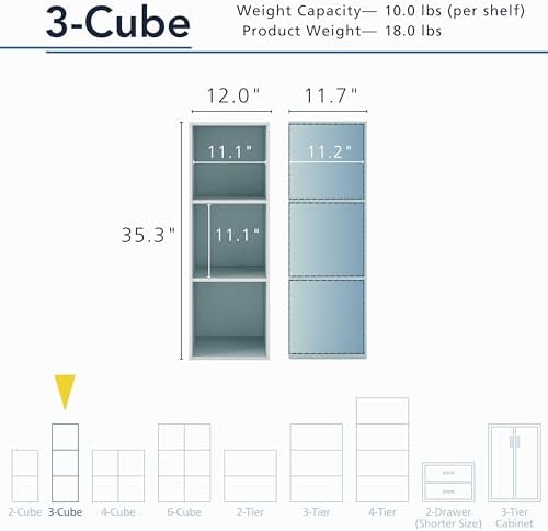 Homes: Inside + Out Apexa 3-Cube Storage Organizer Shelves, Stackable Wood - Image 3