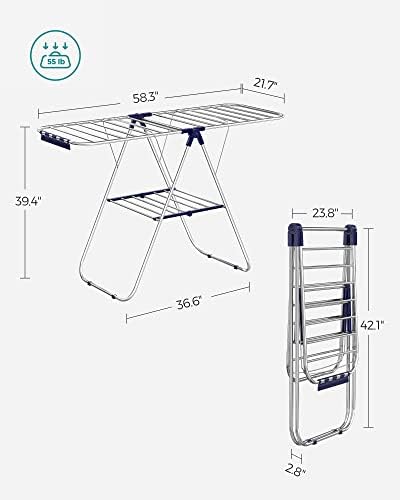 SONGMICS Clothes Drying Rack, Foldable Space-Saving Steel Laundry Rack - Image 6
