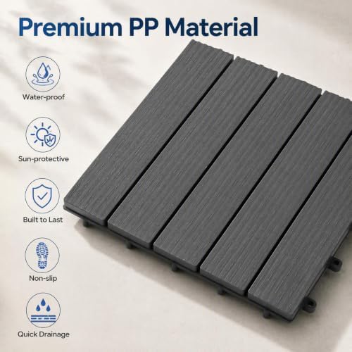 GIANTEX 36 PCS Plastic Interlocking Deck Tiles, Waterproof PP Floor Tiles - Image 5