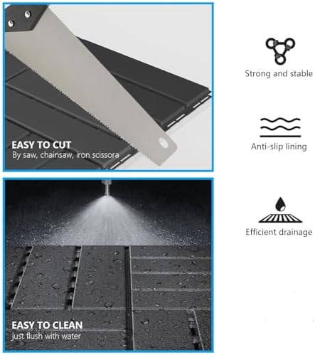 12"x12" Deck Tiles, 36 Pack Interlocking Patio Flooring, Dark Grey - Image 2