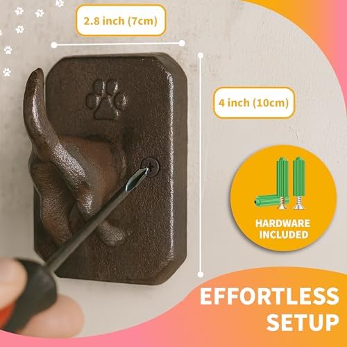 Tapeera 1 Pack Cast Iron Dog Leash Holder - Image 4