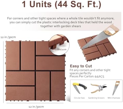 Interlocking Deck Tiles, EchoDeck Patio Deck Tiles, 44 Pack Deck Tiles - Image 6