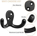 Homanu 24 Pack Black Coat Hooks Wall Mounted Double Prong - Image 4