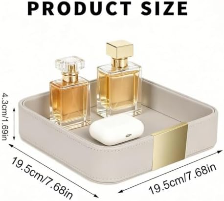 SANZIE Leather Tray Desktop Storage, Trinket Catchall Tray - Image 3