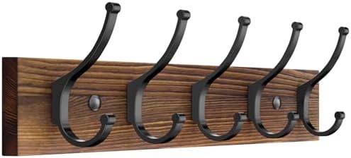 Optish 1 Pack Wooden Coat Rack Wall Mount, 16.1" Rustic Coat Hanger Hooks by Optish