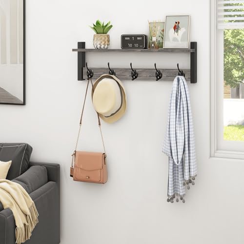 Homode Wall Hooks With Shelf, 24 Inch Coat Rack Wall Mount - Image 6