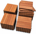 36 Pack Interlocking Wood Deck Tiles 12"x12", Outdoor Carbonized Larch Wood by Unknown