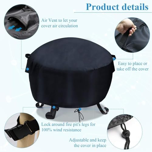 24-26 inch Fire Pit Cover Round - Image 3