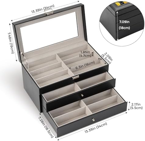ProCase 3-Layer Sunglasses Storage Organizer -Black - Image 4