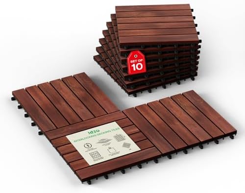 IDZO Interlocking Acacia Deck Tiles 9.6 SQFT by Idzo