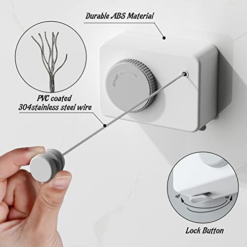 Retractable Clothesline Indoor, Non-Sagging Clothes Line Retracting Outdoors - Image 4