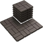 Goovilla Plastic Interlocking Deck Tiles, 9 Pack 12"x12", Dark Coffee by Goovilla